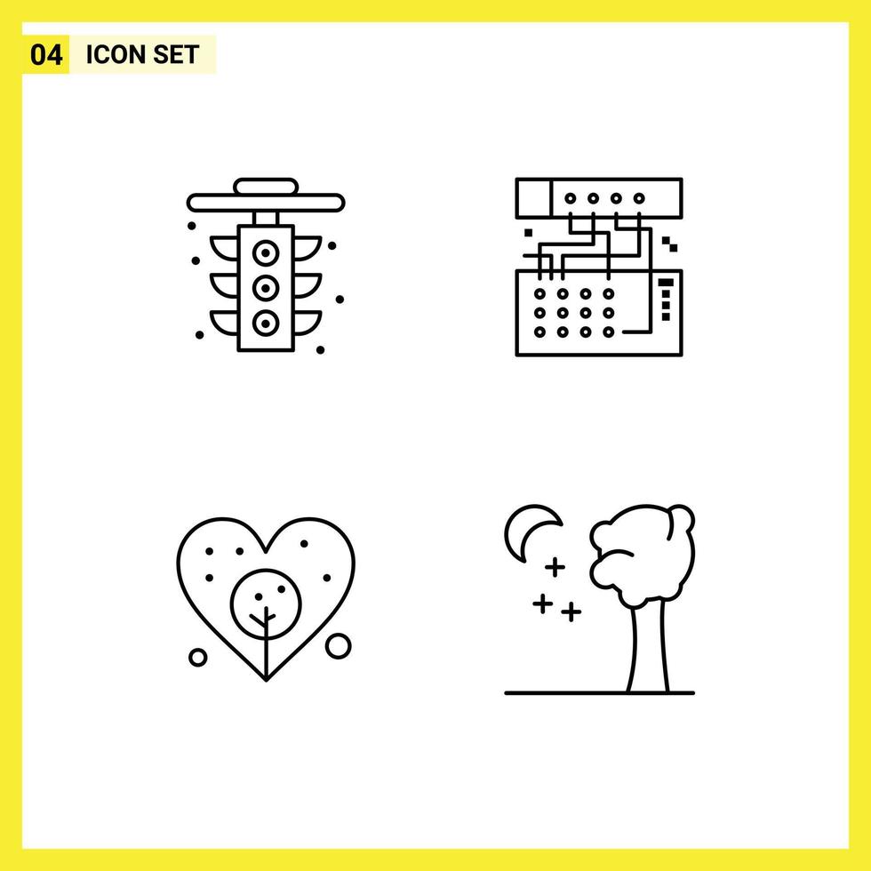 4 Line concept for Websites Mobile and Apps city earth light device bulb Editable Vector Design Elements