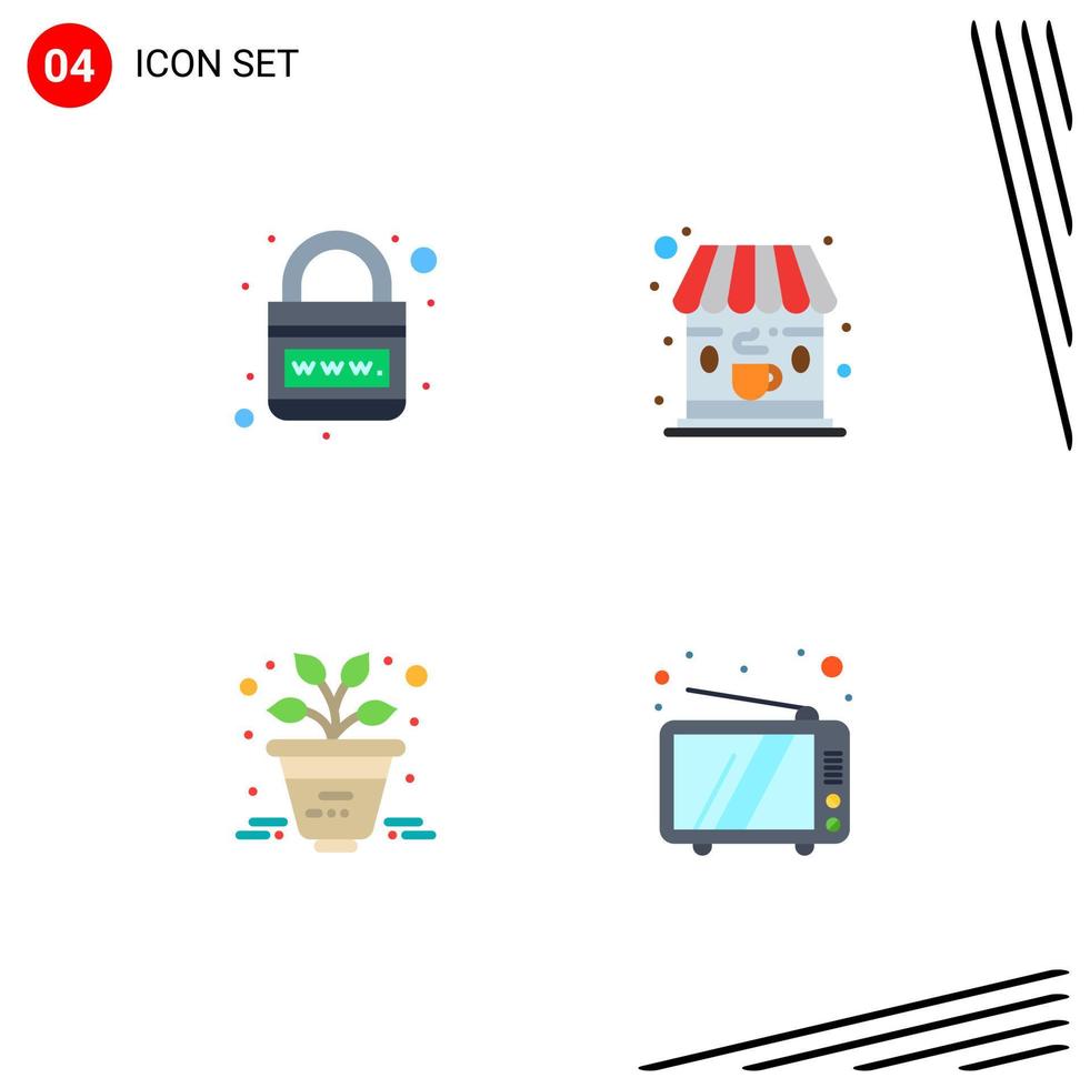 4 Flat Icon concept for Websites Mobile and Apps earth office planet coffee retro Editable Vector Design Elements