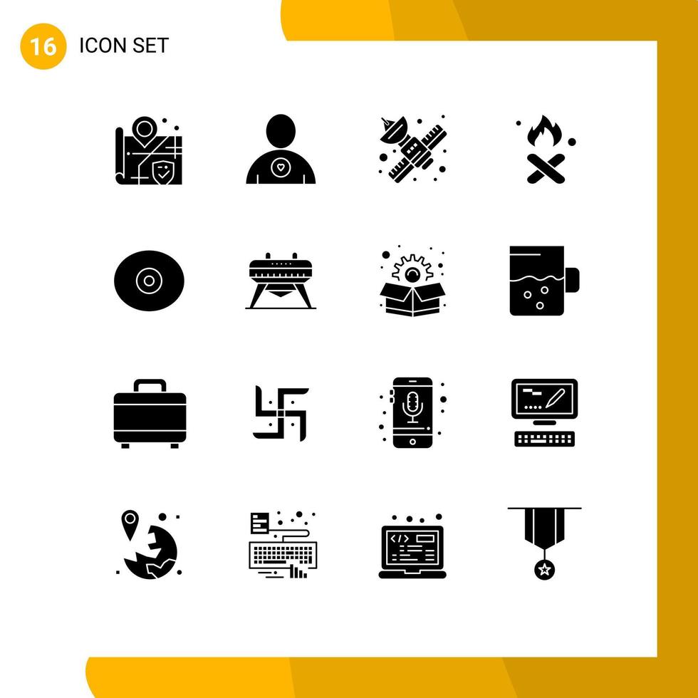 Universal Icon Symbols Group of 16 Modern Solid Glyphs of boobs smoke network pollution fire Editable Vector Design Elements