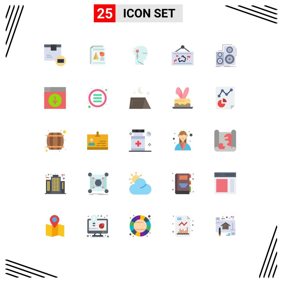 Editable Vector Line Pack of 25 Simple Flat Colors of hang frame chart processing human Editable Vector Design Elements