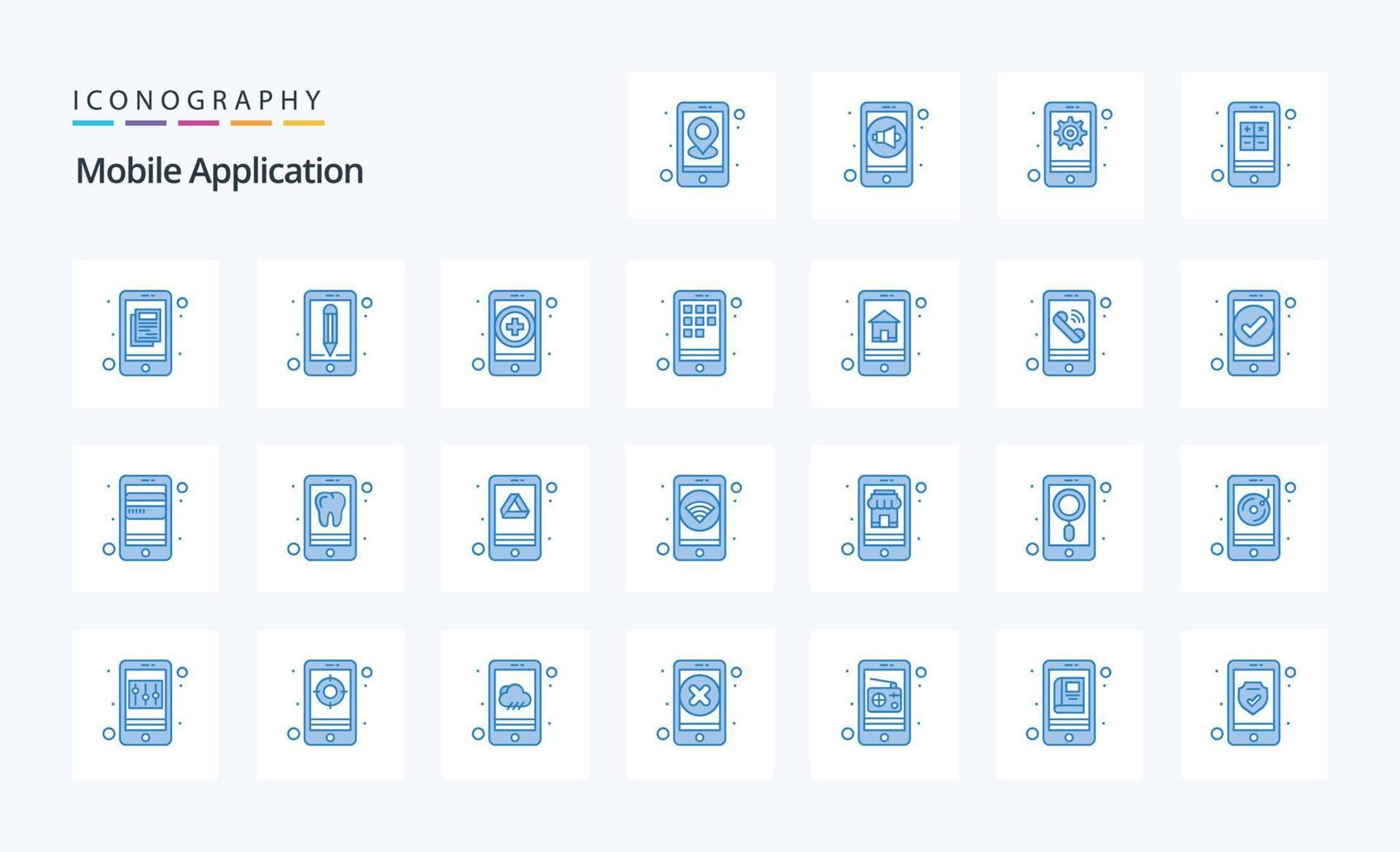 25 Mobile Application Blue icon pack vector