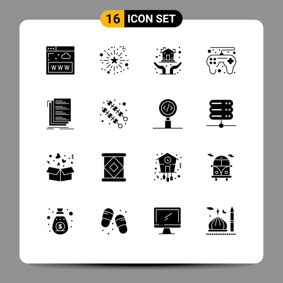 Stock Vector Icon Pack of 16 Line Signs and Symbols for compile code hand play game controller Editable Vector Design Elements