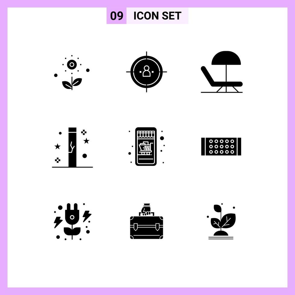 Solid Glyph Pack of 9 Universal Symbols of mobile shopping holidays strategy halloween celebration Editable Vector Design Elements