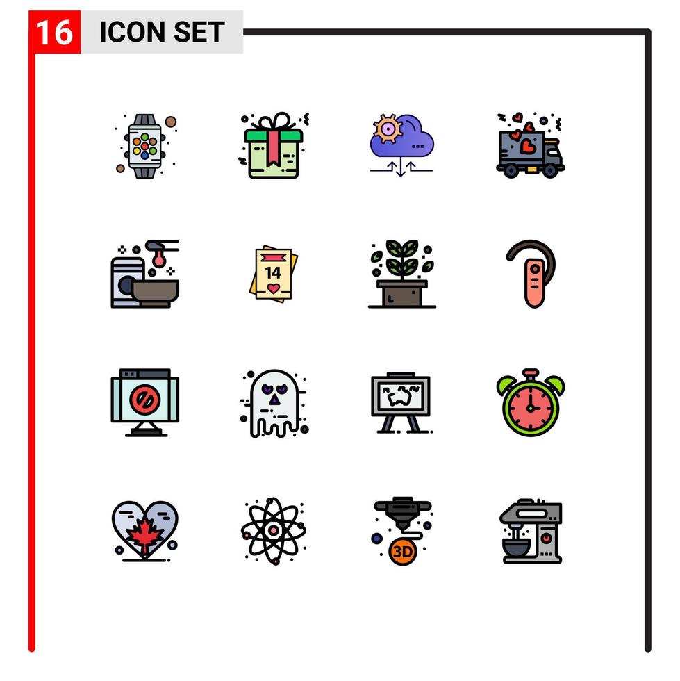 paquete de iconos de vectores de stock de 16 signos y símbolos de línea para la entrega de transporte en la nube de la fiesta de servicio elementos de diseño de vectores creativos editables