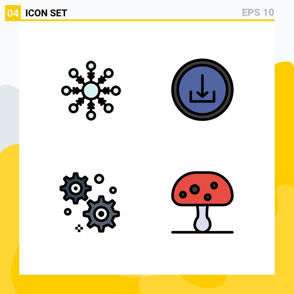paquete de iconos de vectores de stock de 4 signos y símbolos de línea para la interfaz de aplicación de hongos en escamas elementos de diseño de vectores editables de veneno