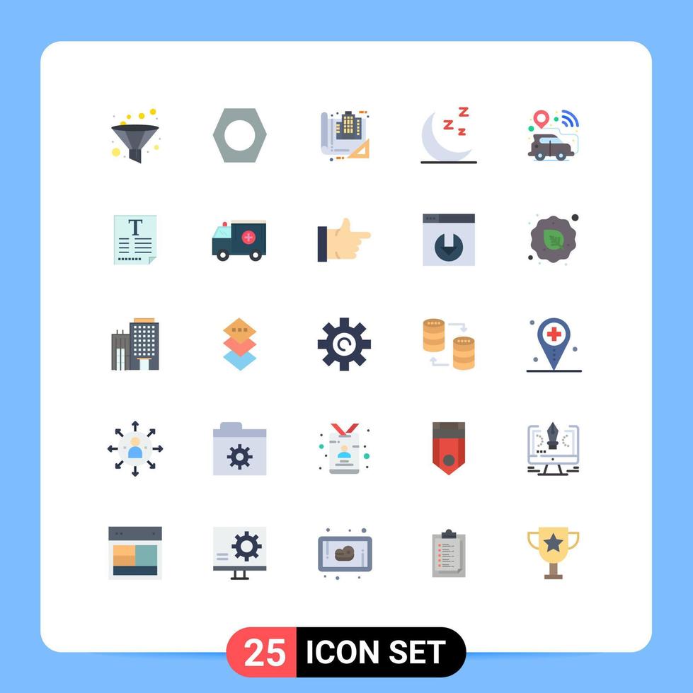 25 Thematic Vector Flat Colors and Editable Symbols of vehicle navigation blueprint gps location night Editable Vector Design Elements