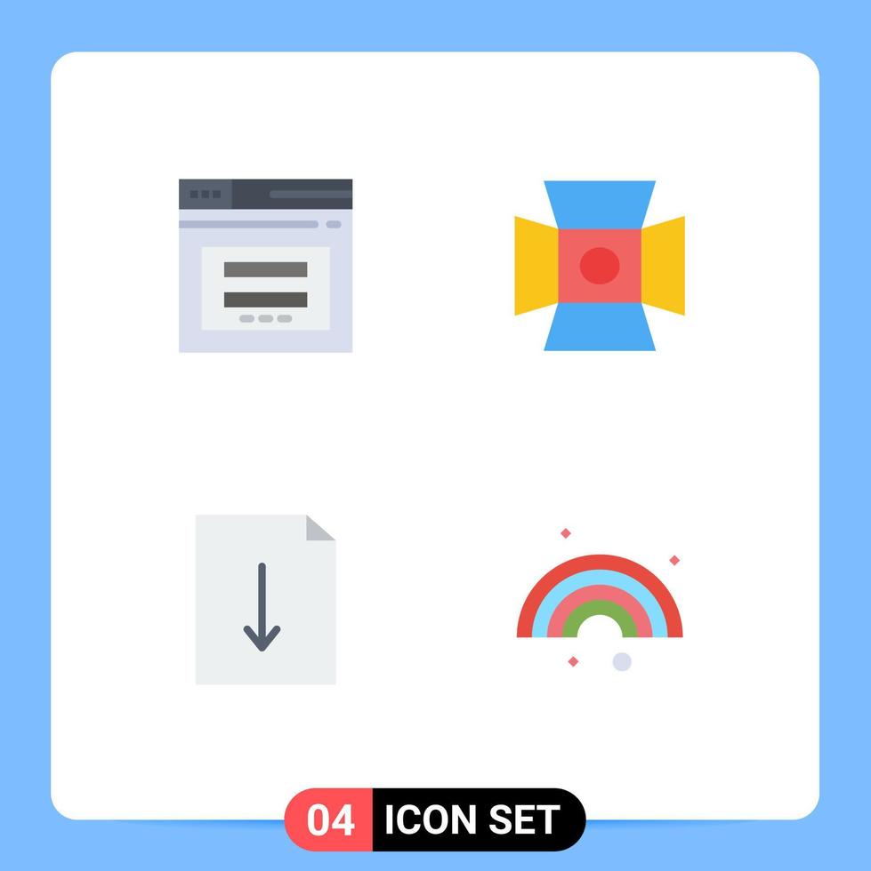 Modern Set of 4 Flat Icons and symbols such as page document website photo export Editable Vector Design Elements