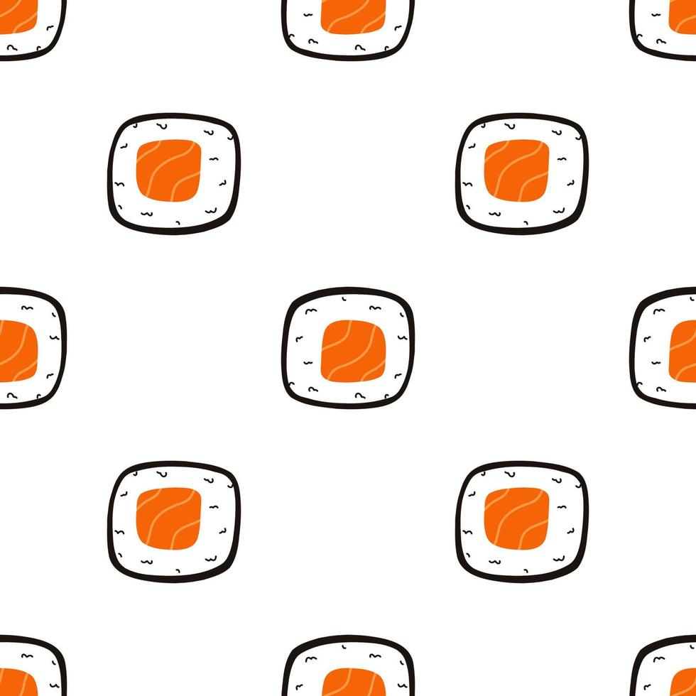 Seamless pattern with sushi. Hand drawn vector background with traditional Japanese cuisine