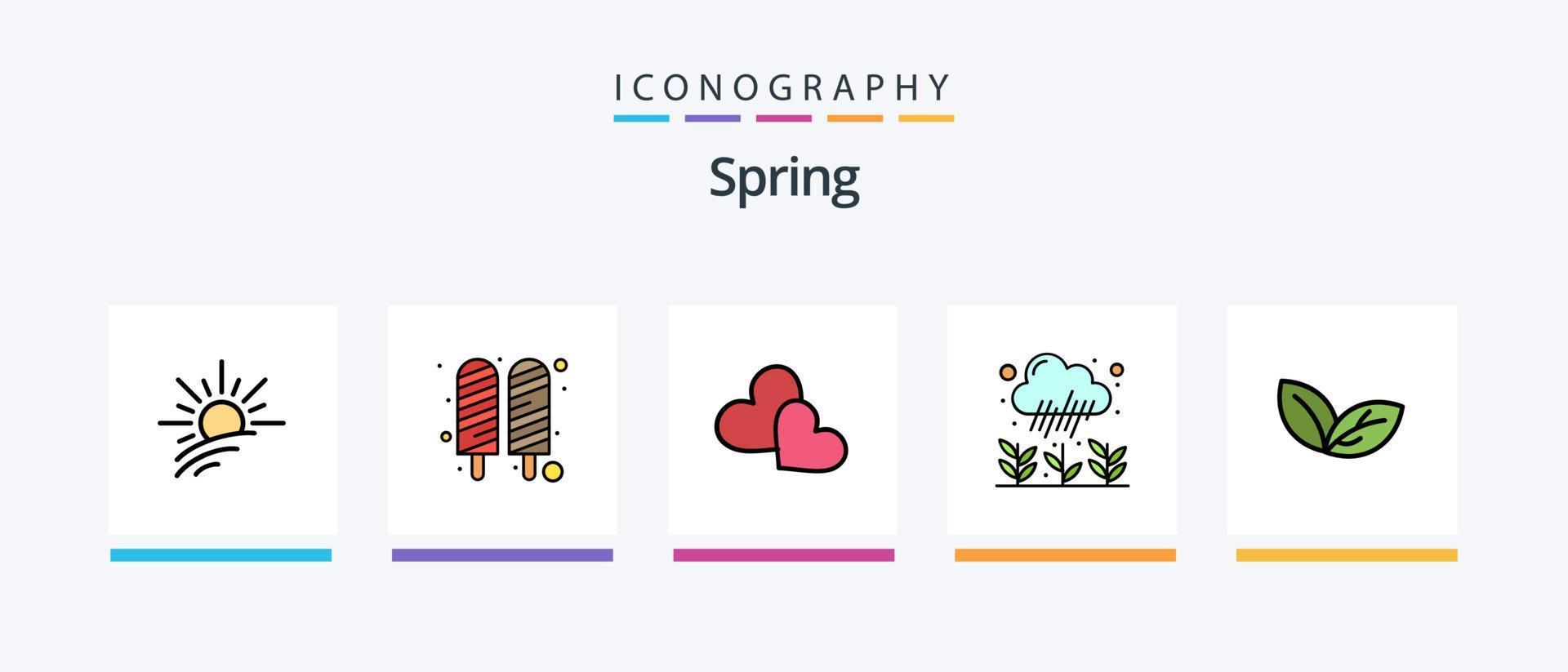 la línea de primavera llenó el paquete de 5 iconos, incluida la flor. anémona. naturaleza. semilla. cosecha. diseño de iconos creativos vector