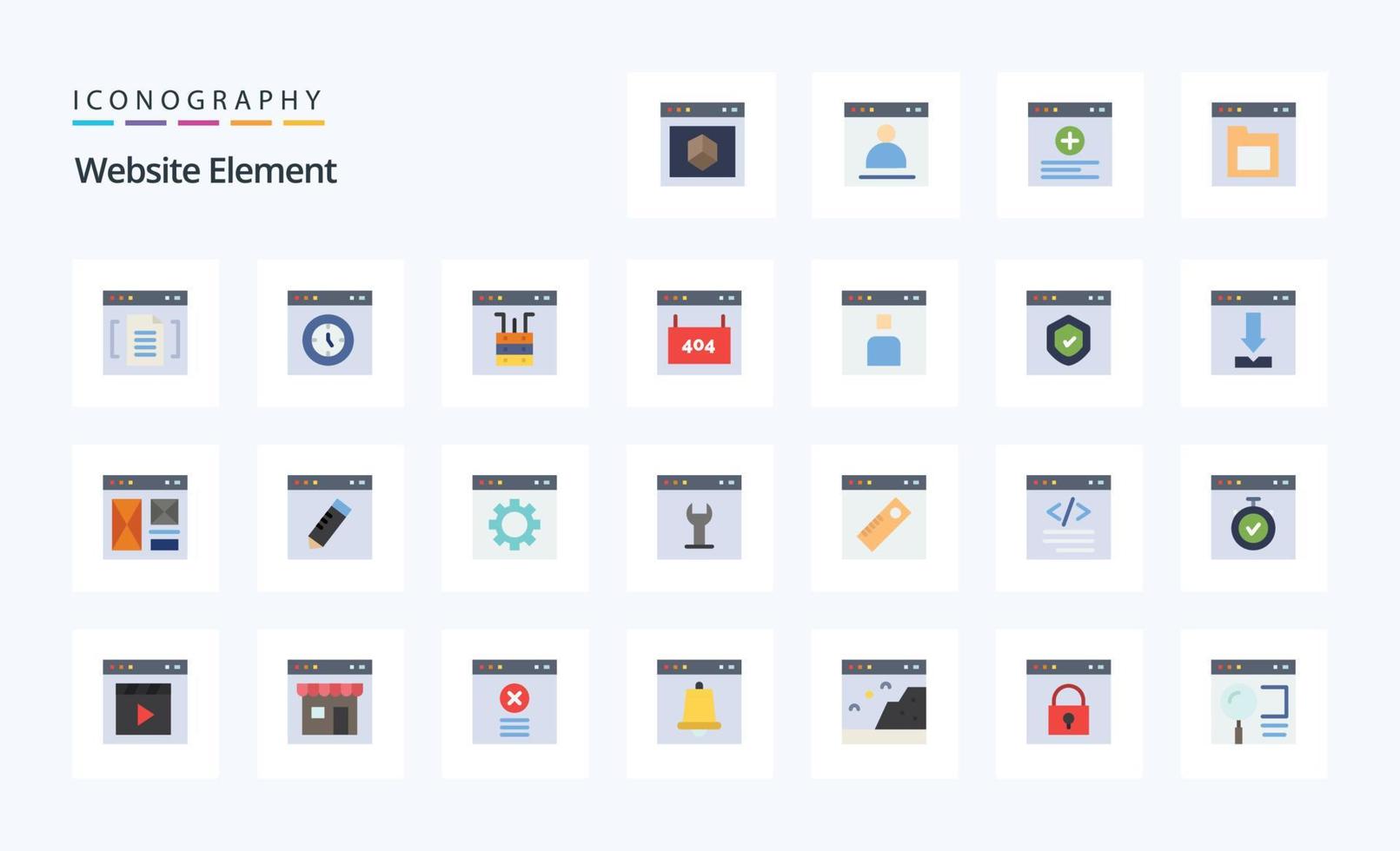 25 Website Element Flat color icon pack vector