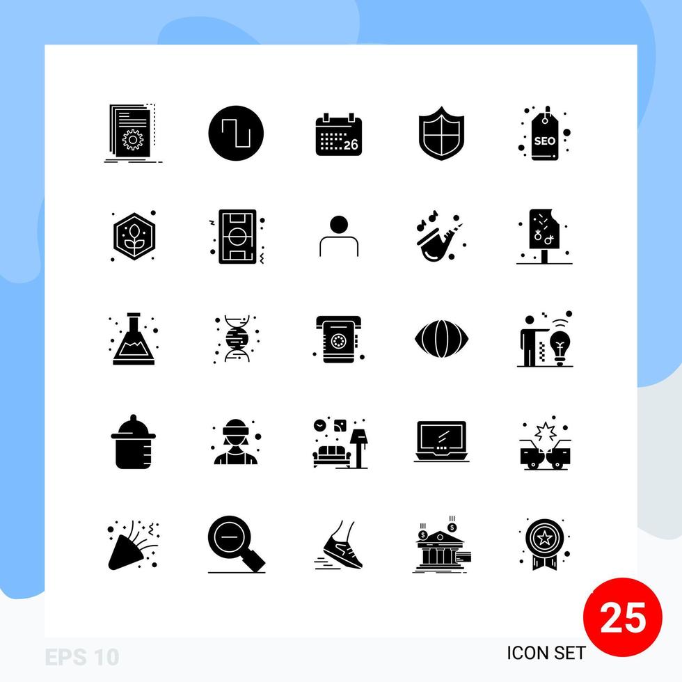 Set of 25 Modern UI Icons Symbols Signs for seo tag badge indian security antivirus Editable Vector Design Elements