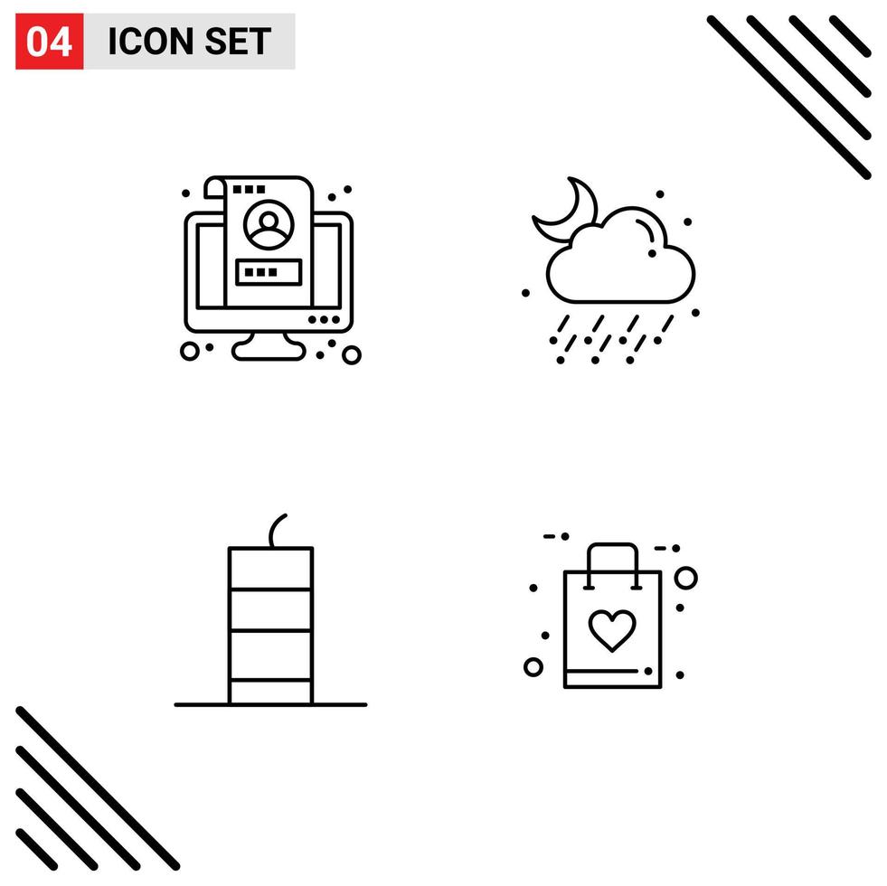 4 Universal Filledline Flat Colors Set for Web and Mobile Applications account bang screen rain dynamite Editable Vector Design Elements
