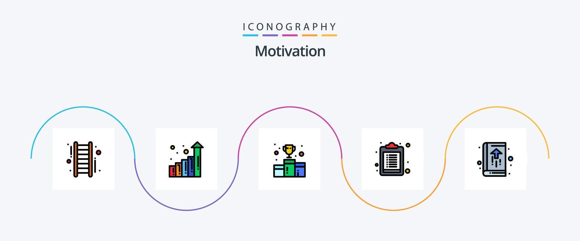 Motivation Line Filled Flat 5 Icon Pack Including business. agenda. awards. list. checklist vector