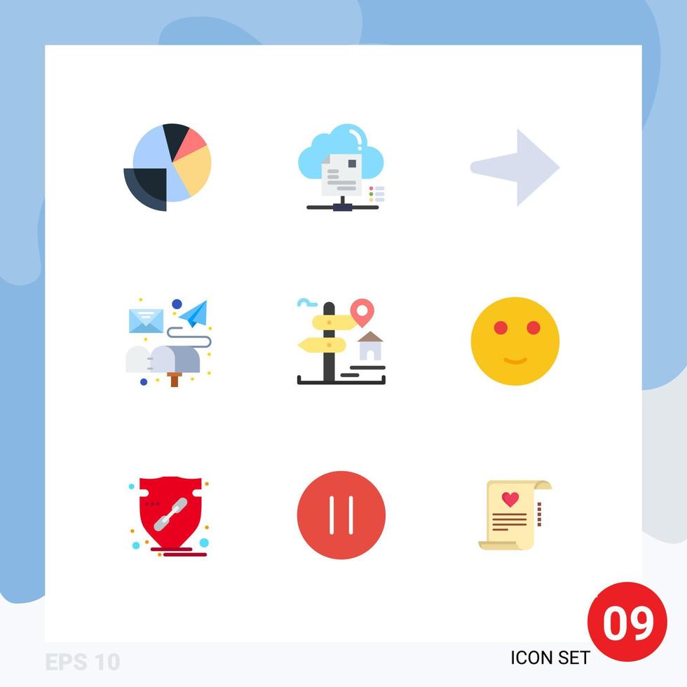 Universal Icon Symbols Group of 9 Modern Flat Colors of sign mail cloud letter box Editable Vector Design Elements