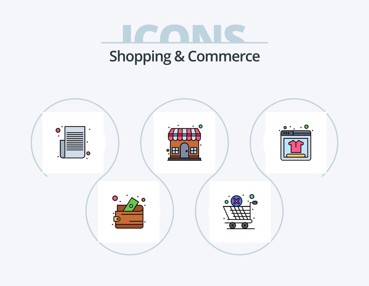 Shopping And Commerce Line Filled Icon Pack 5 Icon Design. location. purse. protection. wallet. cash vector