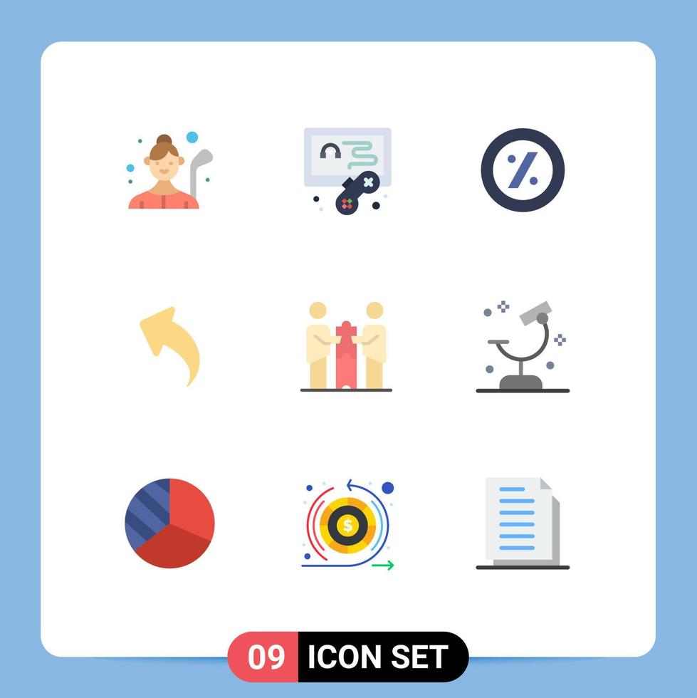 Pictogram Set of 9 Simple Flat Colors of cooperation partners collaboration ecommerce arrows left Editable Vector Design Elements