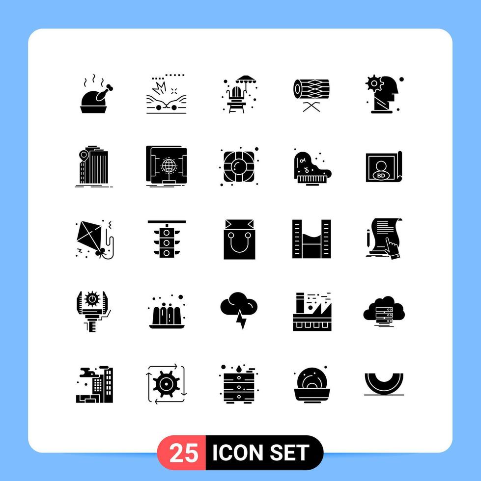 25 Creative Icons Modern Signs and Symbols of mechanism gear park brain parade Editable Vector Design Elements