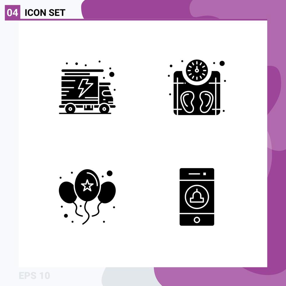 Universal Solid Glyphs Set for Web and Mobile Applications energy party machine weight notification Editable Vector Design Elements