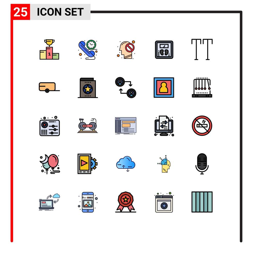 paquete de línea de vector editable de 25 colores planos de línea rellena simple de todos los elementos de diseño de vector editable prohibidos de escala de tiempo de peso