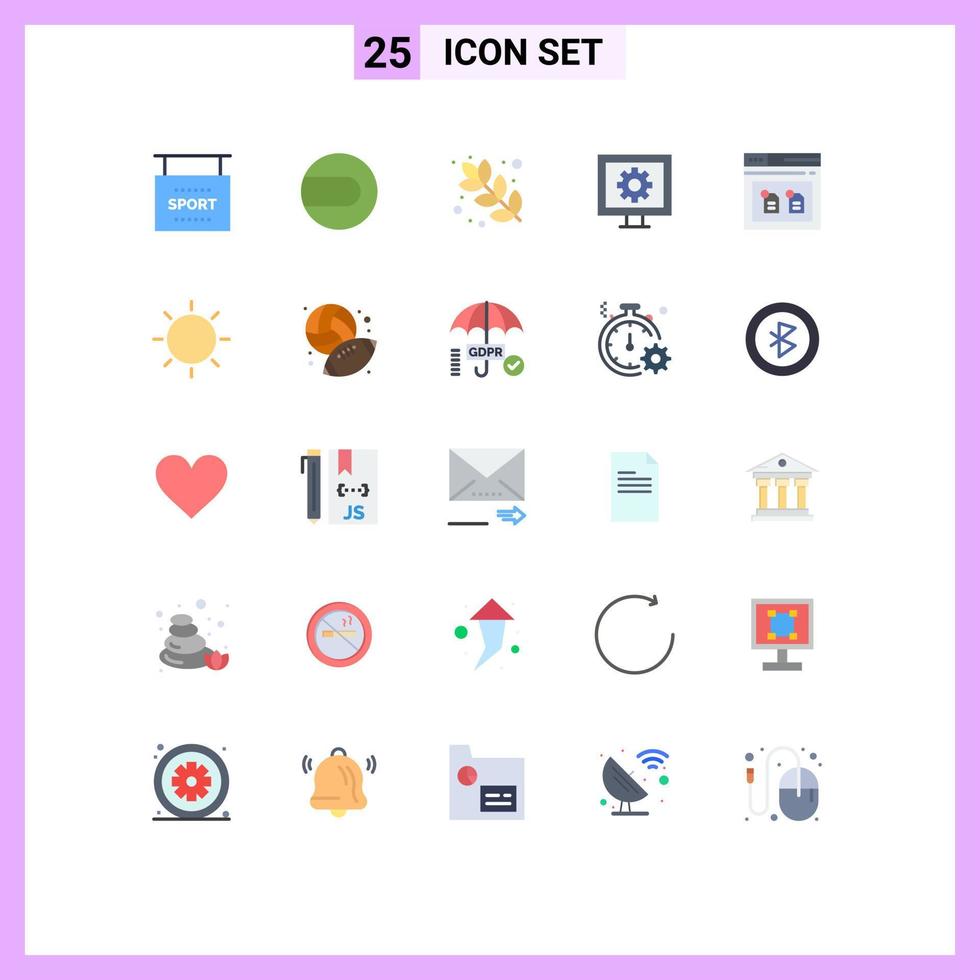 conjunto de 25 iconos modernos de la interfaz de usuario signos de símbolos para el navegador de archivos archivo de alimentos elementos de diseño vectorial editables de tv vector