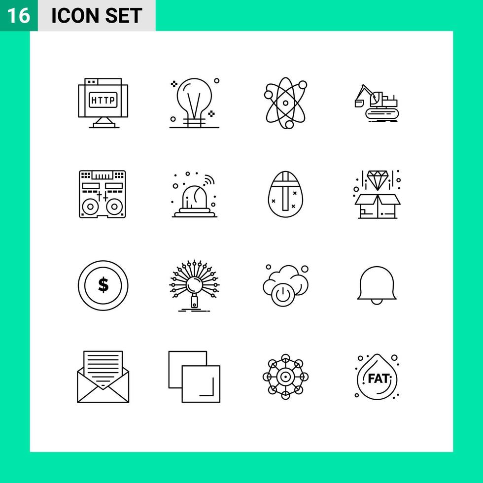 16 Outline concept for Websites Mobile and Apps cd lift idea construction wreath Editable Vector Design Elements