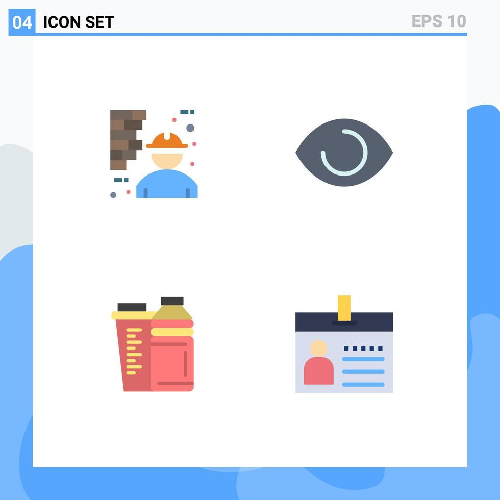 Modern Set of 4 Flat Icons and symbols such as architecture bottle man face energy Editable Vector Design Elements