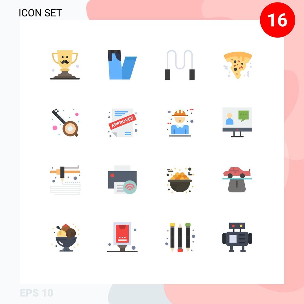 Stock Vector Icon Pack of 16 Line Signs and Symbols for application veena skipping music pizza Editable Pack of Creative Vector Design Elements