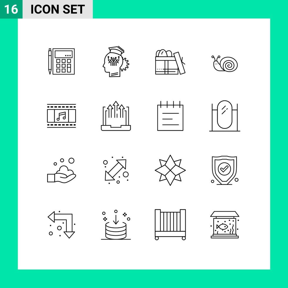 16 User Interface Outline Pack of modern Signs and Symbols of easter day management birthday gift Editable Vector Design Elements