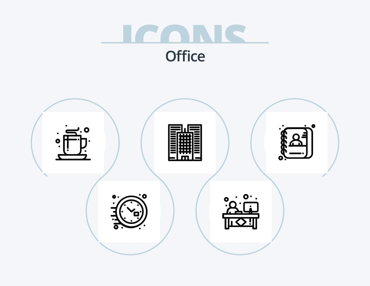 paquete de iconos de línea de oficina 5 diseño de iconos. . oficina. oficina. carpeta. línea directa vector