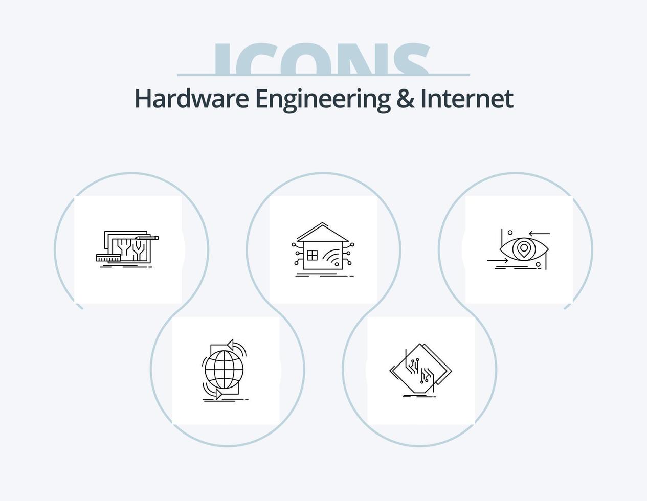 ingeniería de hardware y paquete de iconos de línea de Internet 5 diseño de iconos. futuro. avanzado. elegante. telemedicina salud vector