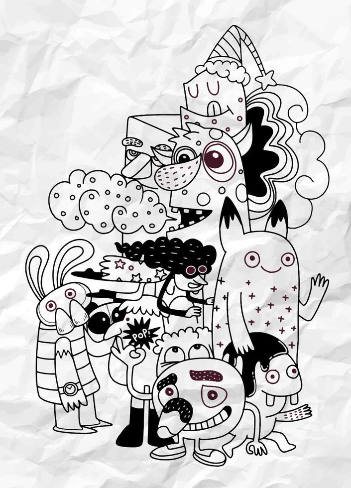 Vector illustration of Monsters and cute alien friendly, cool, c