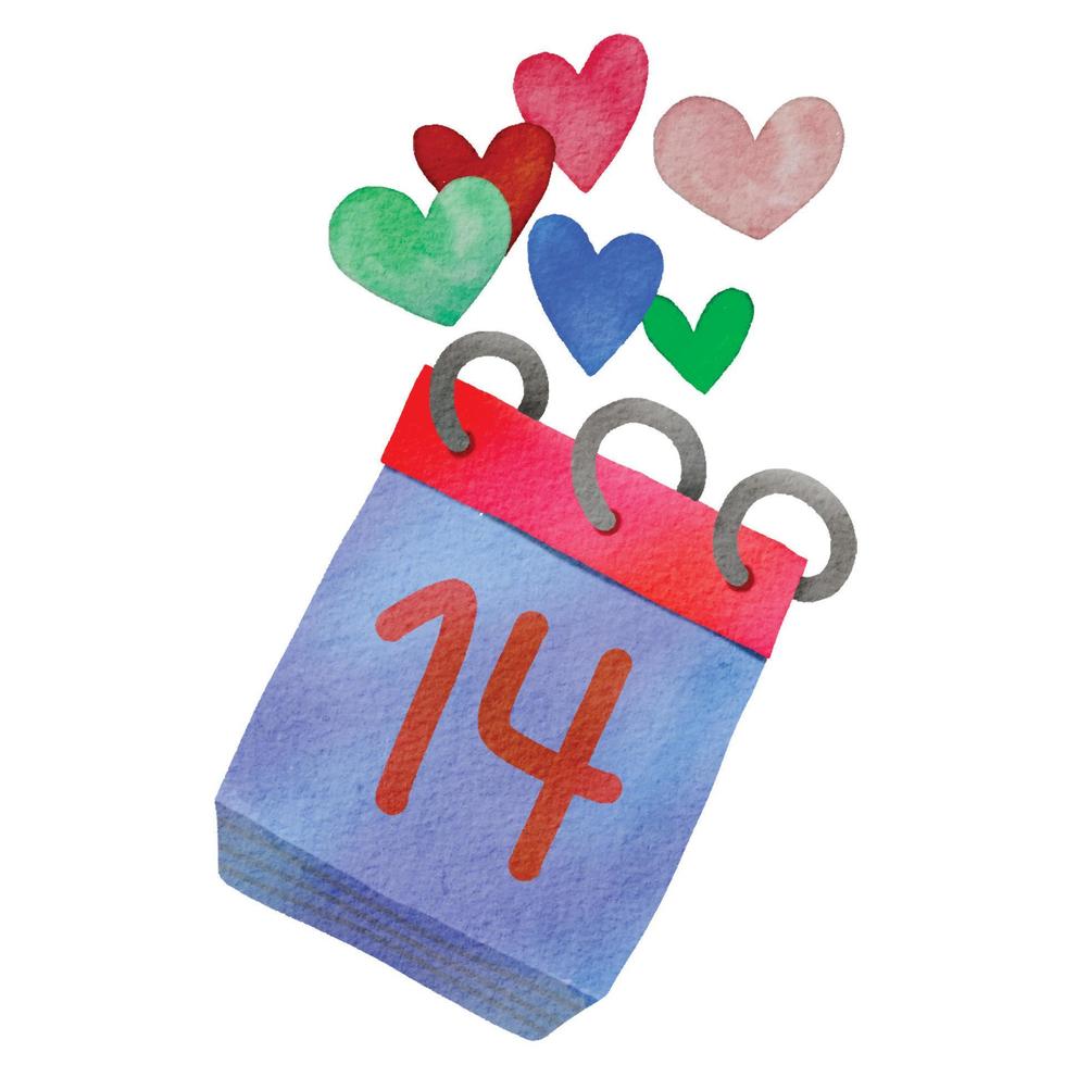 Watercolor illustration of cute valentine objects ,cute item vector design