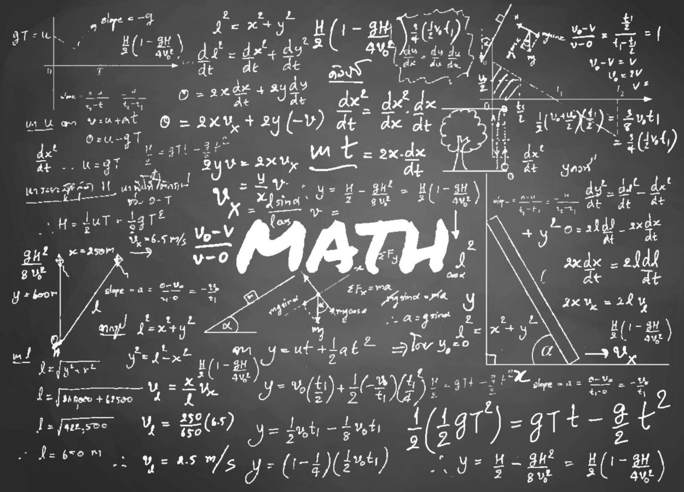 fórmulas matemáticas dibujadas a mano en el fondo vector