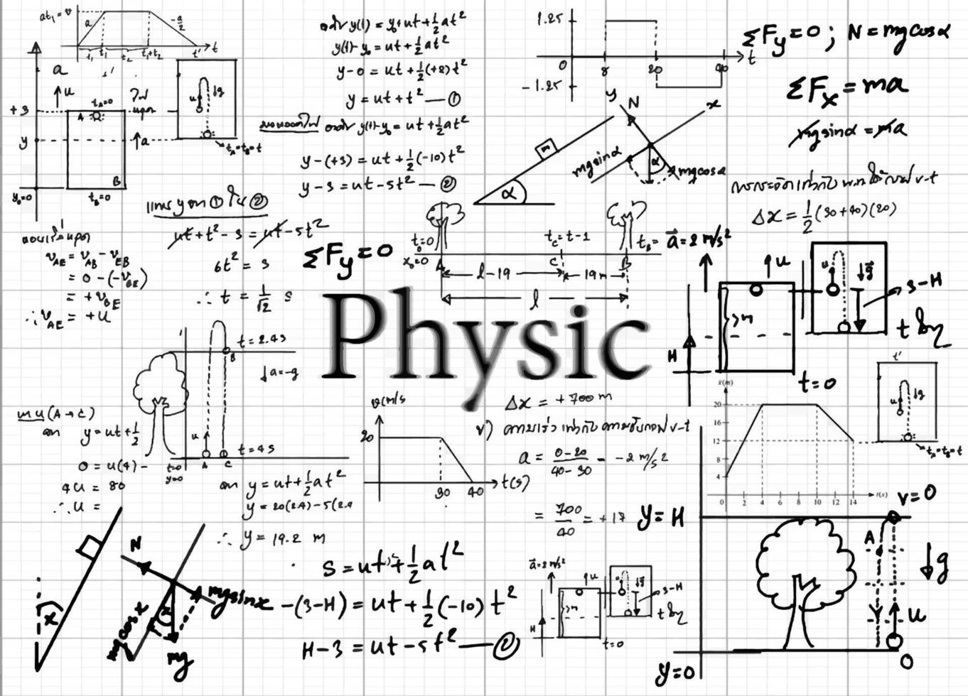 fórmulas físicas dibujadas a mano en el fondo vector