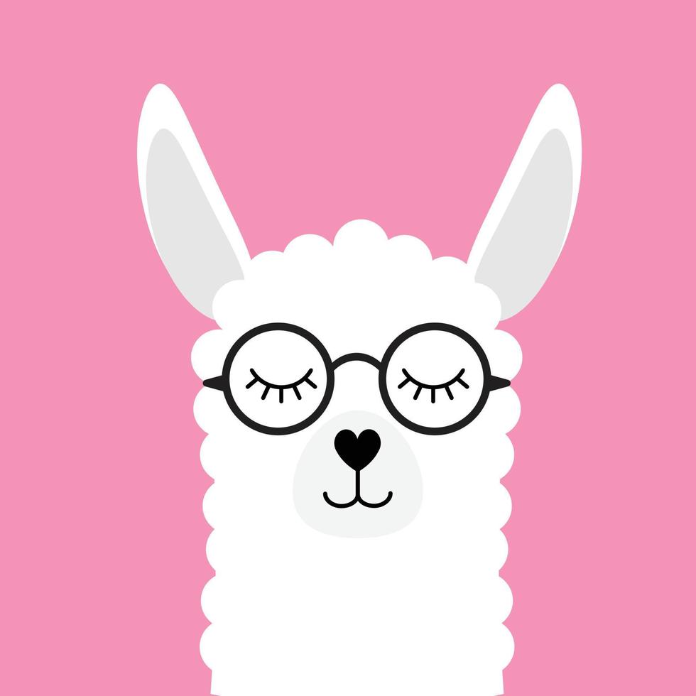 cara de alpaca de llama de color plano vectorial vector