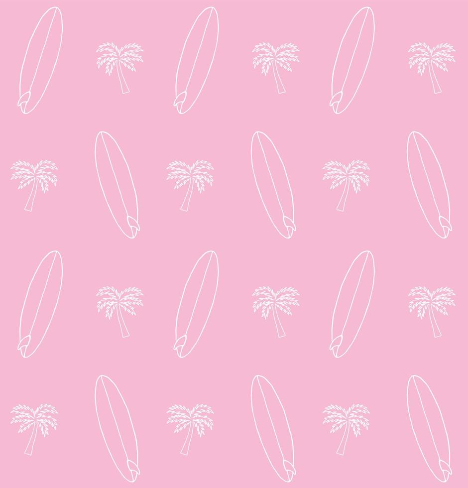 Vector seamless pattern of sketch surf board