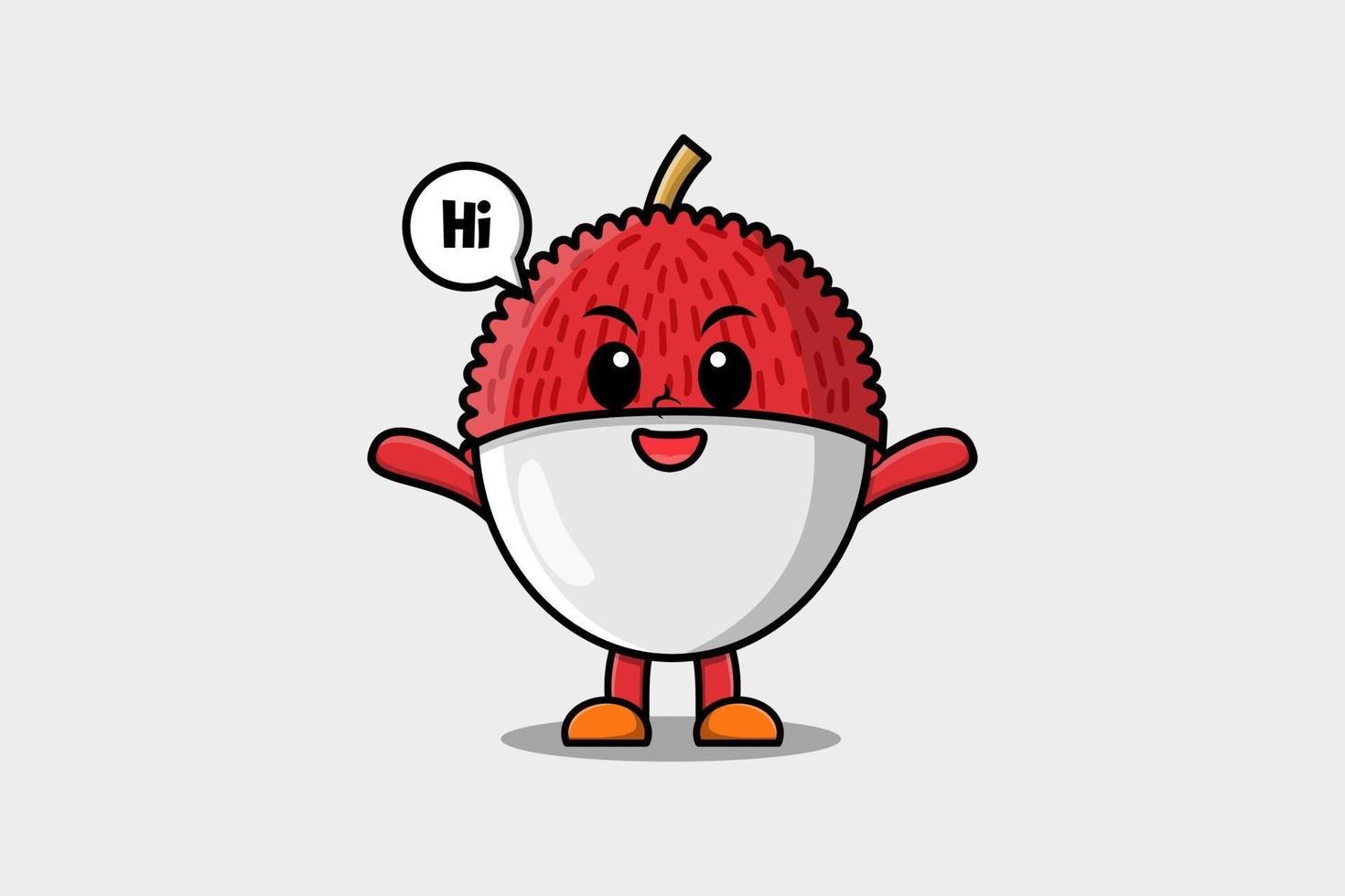 cartoon Lychee character with happy expression vector