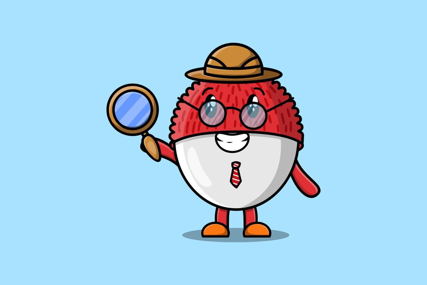 Cute cartoon character Lychee detective vector