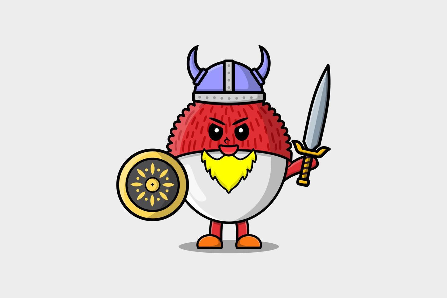 Cute dibujos animados lichi vikingo pirata con espada vector