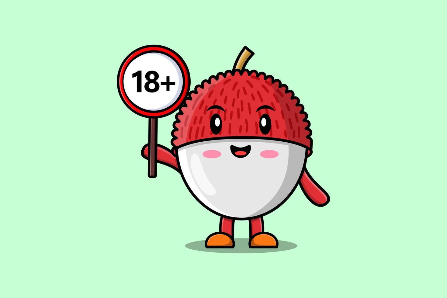 cute cartoon Lychee holding 18 plus sign board vector