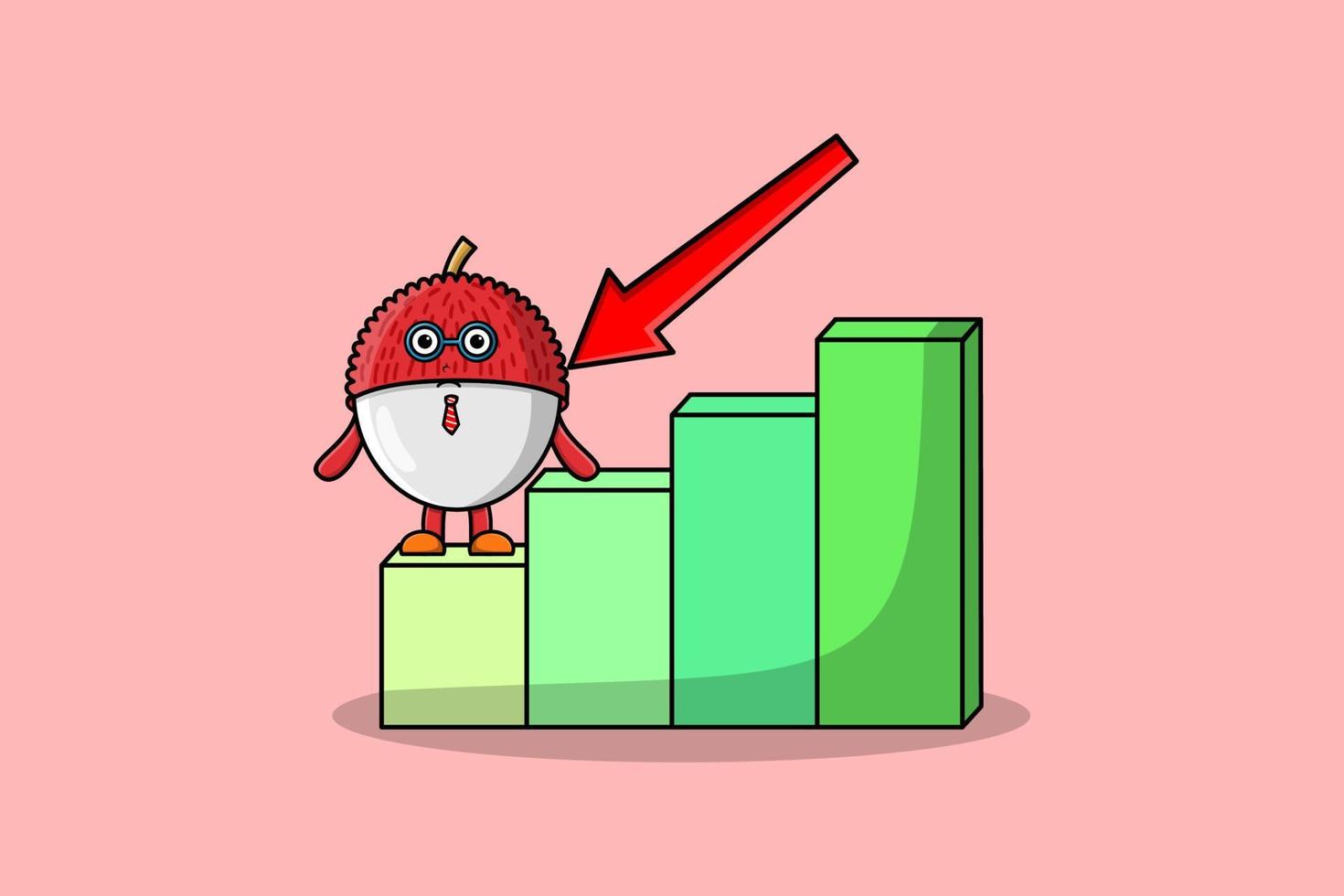 Lychee cute businessman with a inflation chart vector