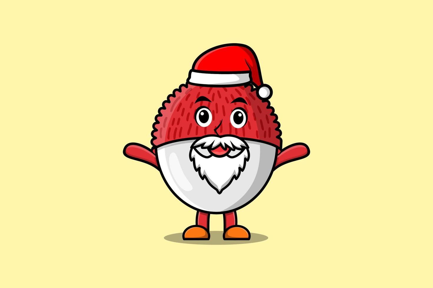 Cute Cartoon mascot character Lychee santa claus vector
