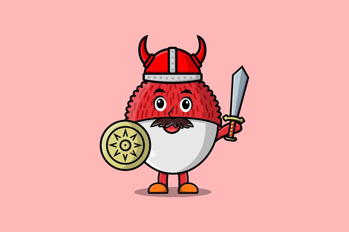 Cute dibujos animados lichi vikingo pirata con espada vector