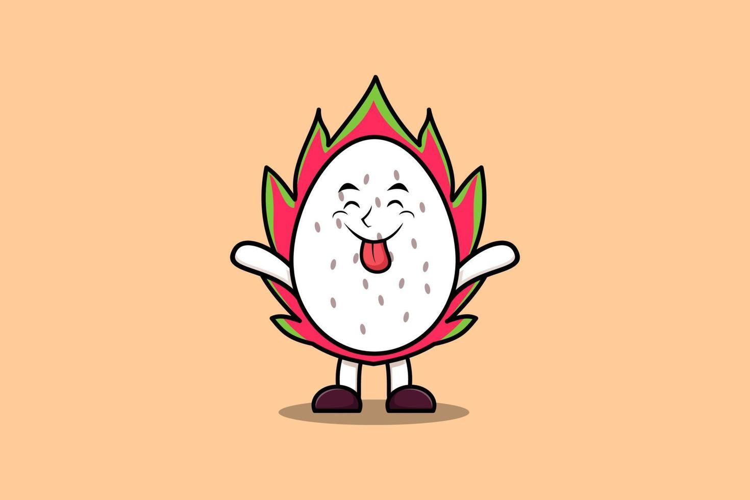 personaje de fruta de dragón de dibujos animados lindo con llamativo vector