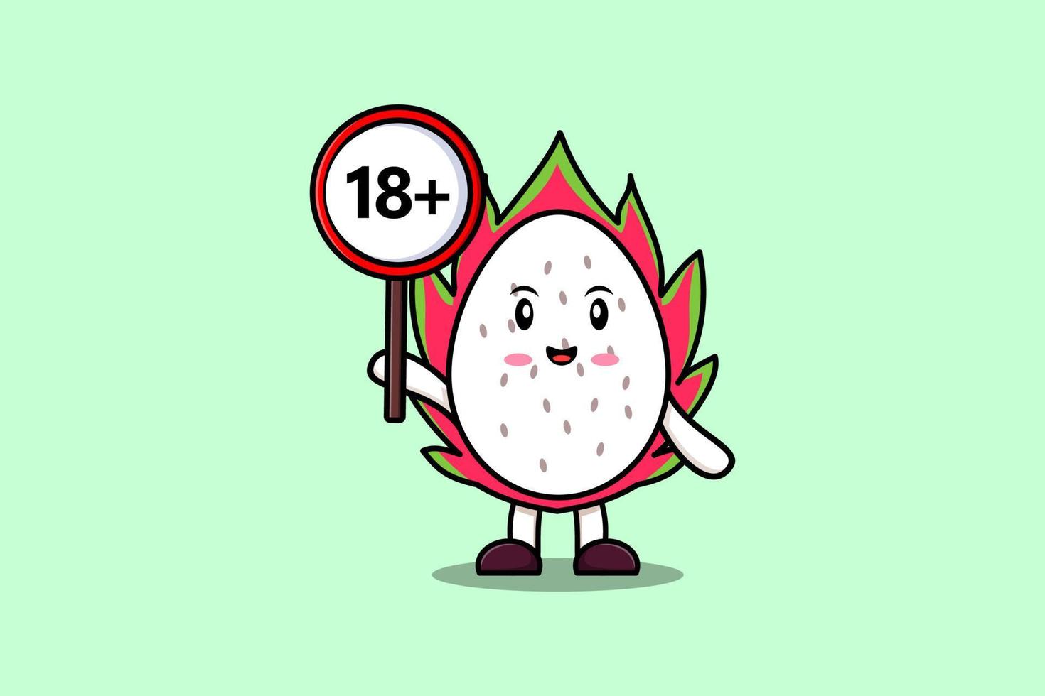 cute cartoon Dragon fruit hold 18 plus sign board vector