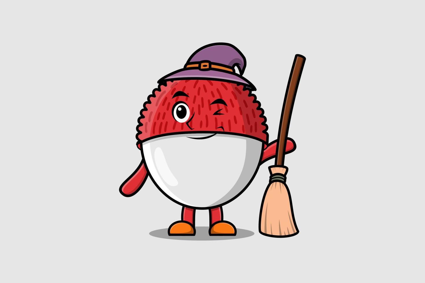 Cute cartoon witch shaped Lychee character vector