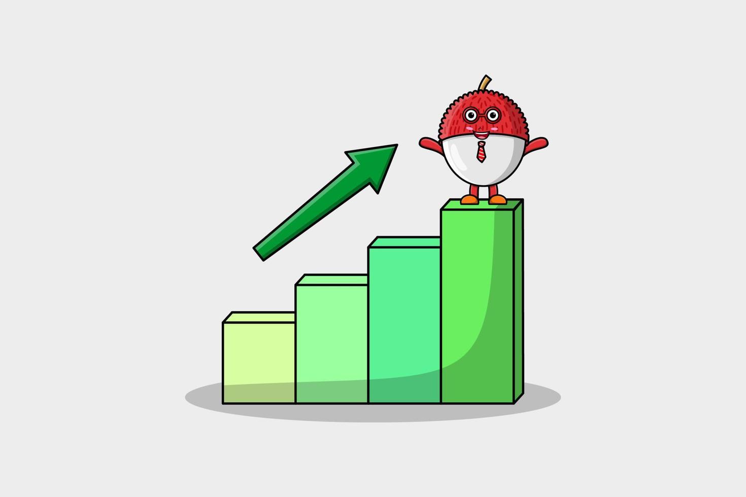 Lychee cute businessman with a deflation chart vector