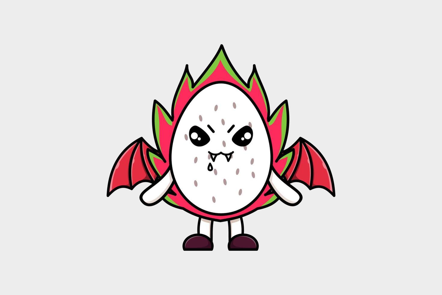 Cute mascot cartoon Dragon fruit character dracula vector