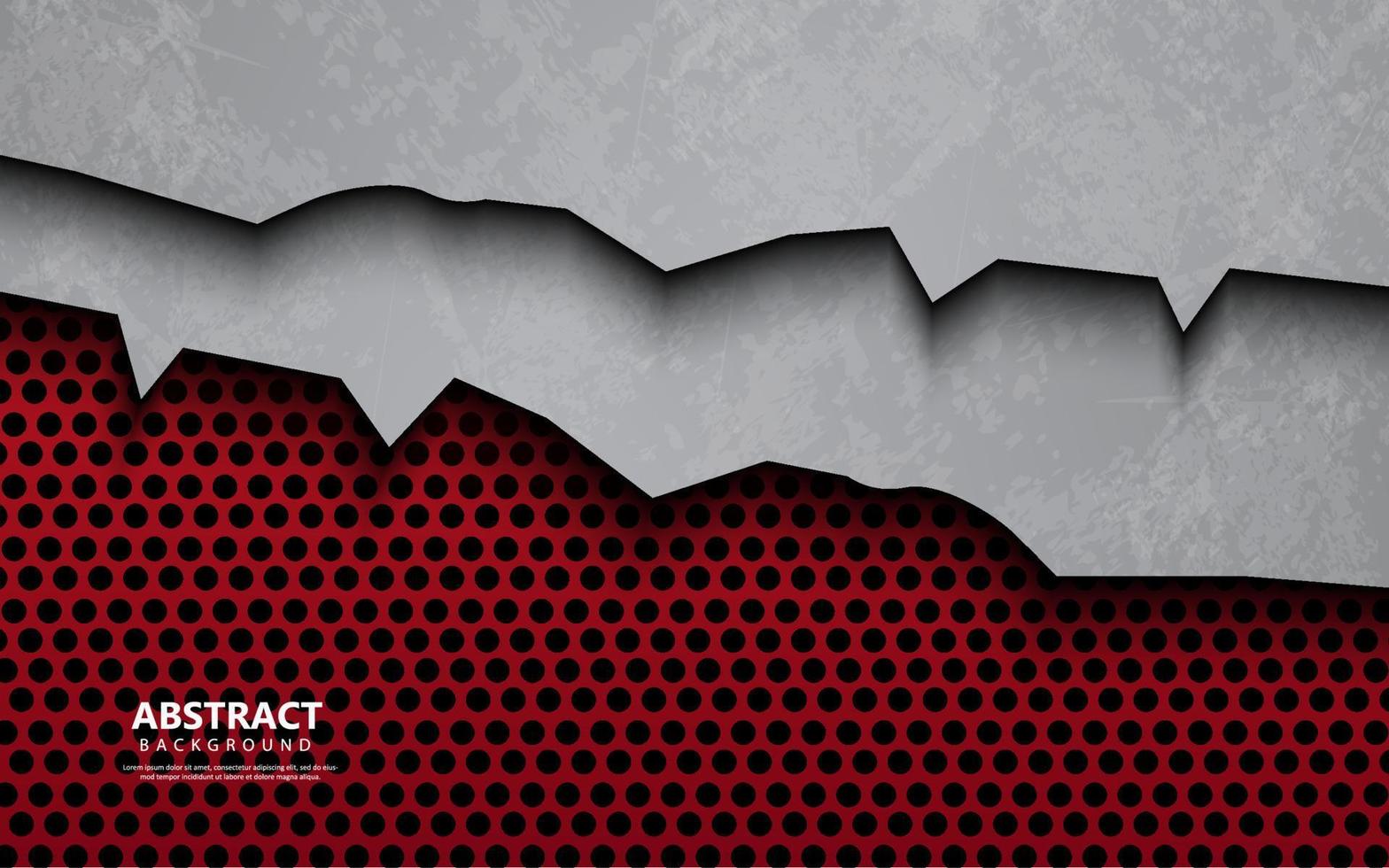 stract crack metal silver and red color background vector