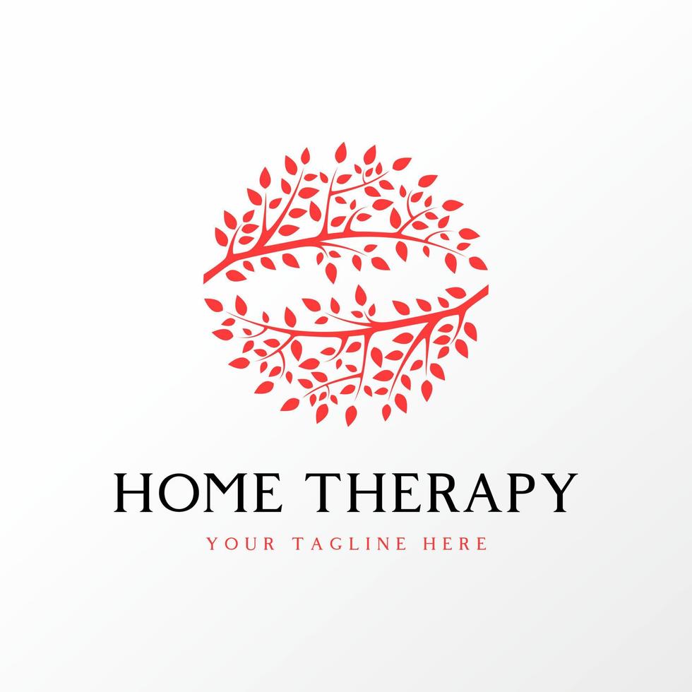 Simple and unique tree stalk and leaf in circle image graphic icon logo design abstract concept vector stock. Can be used as a symbol related to plant or interior